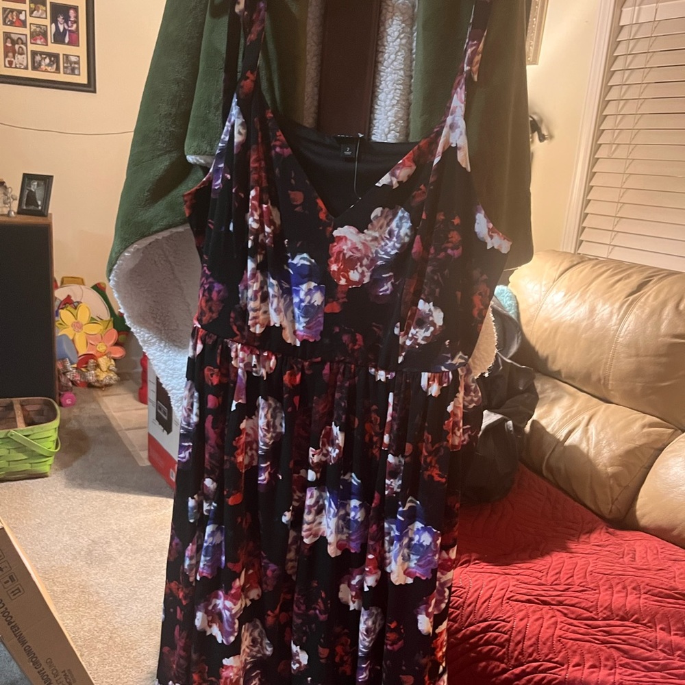 Torrid Dress, tie straps, V neck with pockets